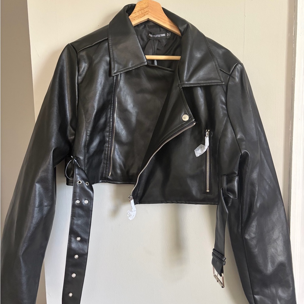 PLT Black Faux Leather Biker Jacket